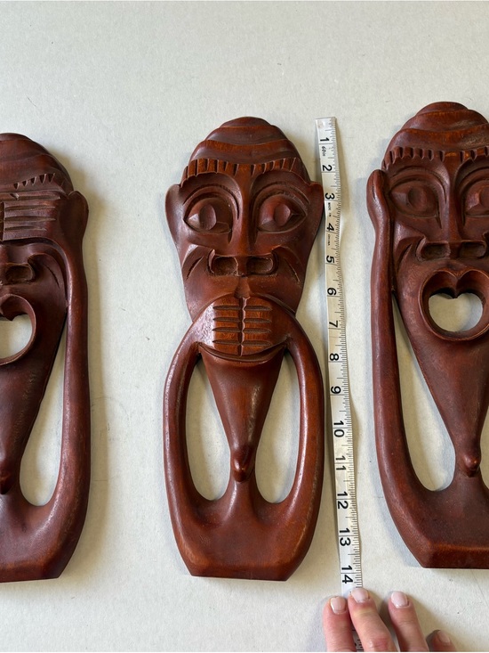 Other - Hand-Carved Wood Wall Mask - Brown